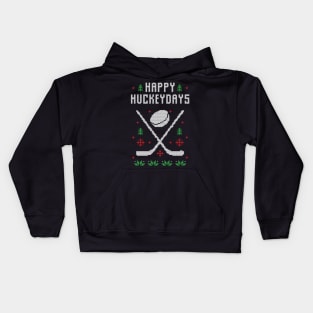 Happy Hockeydays Funny Ugly Christmas Sweater Kids Hoodie
